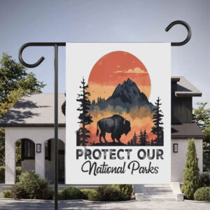 Awesome Save Our National Parks Resist Service Bison Buffalo Flag