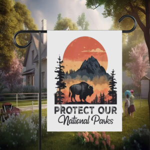 Awesome Save Our National Parks Resist Service Bison Buffalo Flag