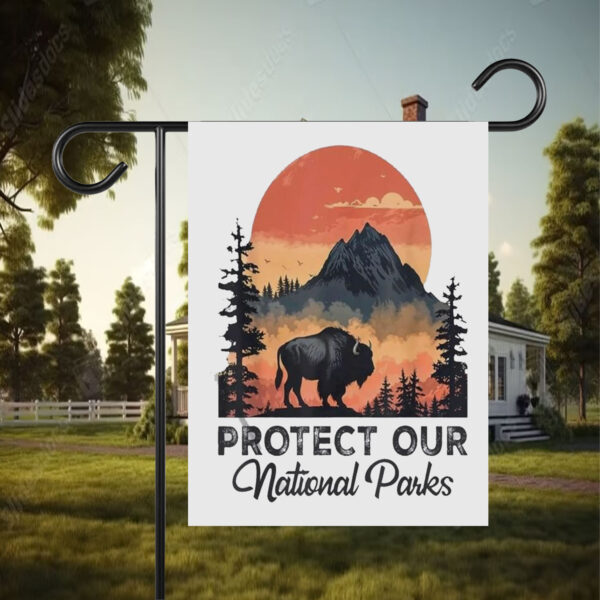 Awesome Save Our National Parks Resist Service Bison Buffalo Flag