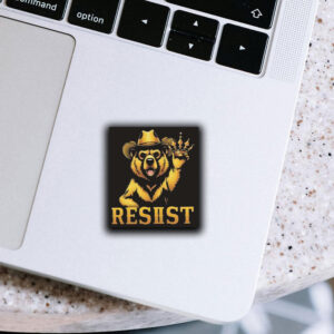 Gold Smokey Bear RESIST Sticker