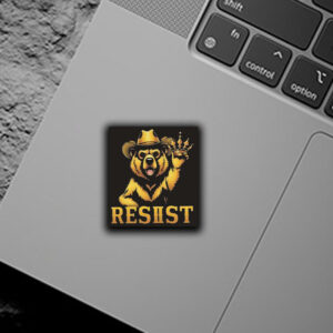 Gold Smokey Bear RESIST Sticker