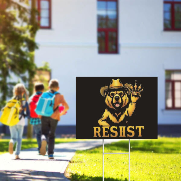 Gold Smokey Bear RESIST Yard Sign