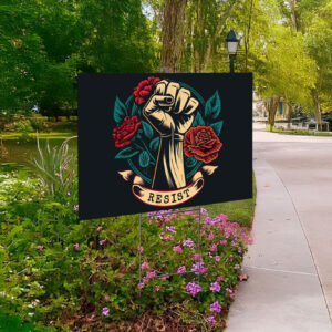 Leftist Democratic Socialist Rose Symbol Liberal Resist Yard Sign