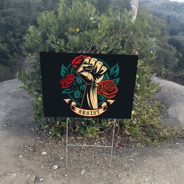 Leftist Democratic Socialist Rose Symbol Liberal Resist Yard Sign