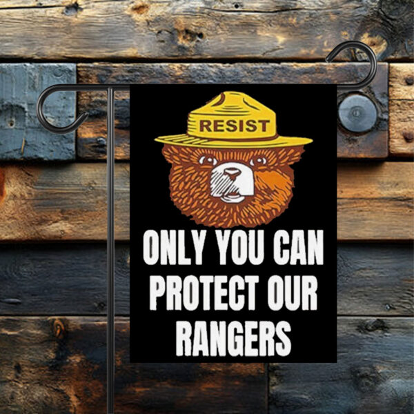 Official Resist Bear Only You Can Protect Our Rangers Printed Flag