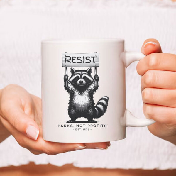 RESIST National Parks, Raccoon Anti-Fascist Mug