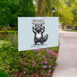 RESIST National Parks, Raccoon Anti-Fascist Yard Sign