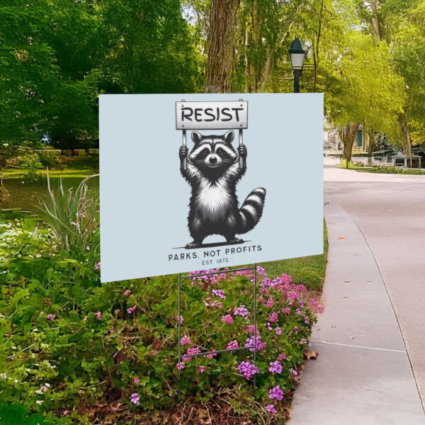 RESIST National Parks, Raccoon Anti-Fascist Yard Sign