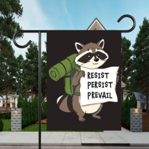 Raccoon Resist Persist Prevail Flag