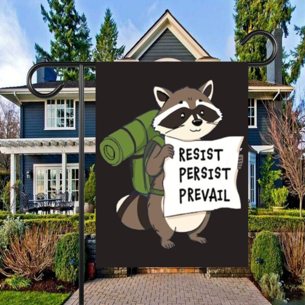 Raccoon Resist Persist Prevail Flag