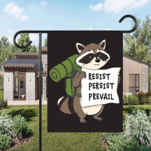 Raccoon Resist Persist Prevail Flag