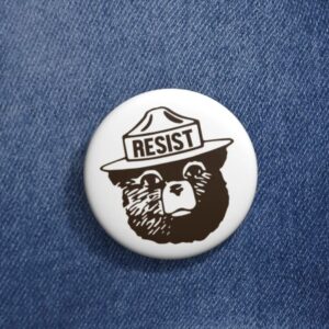 Resist Bear Pin Back Button