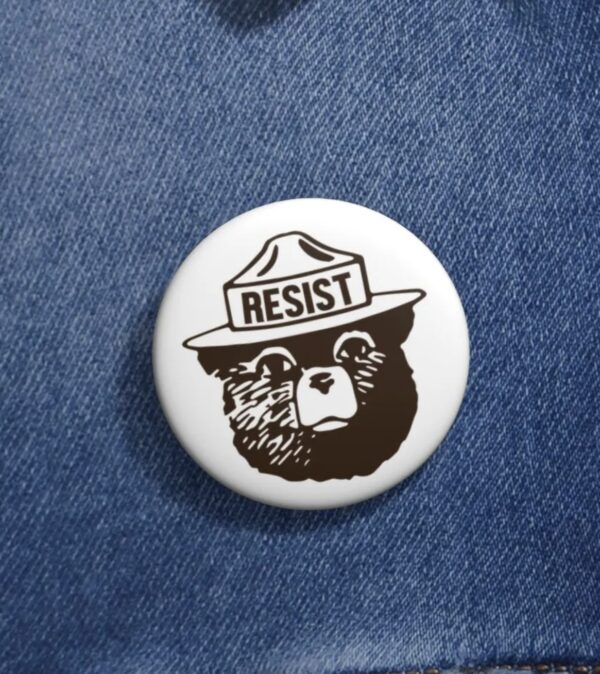 Resist Bear Pin Back Button