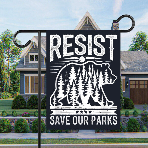 Resist Save Our Parks Alt US National Parks Bear Nature Flag