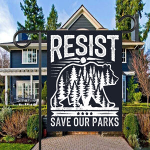 Resist Save Our Parks Alt US National Parks Bear Nature Flag