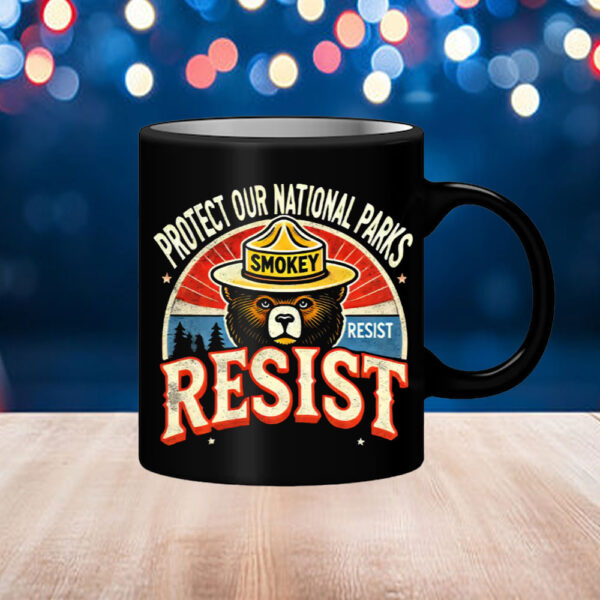 Retro Protect Our National Parks Smokey Resist Anti Trump Mug