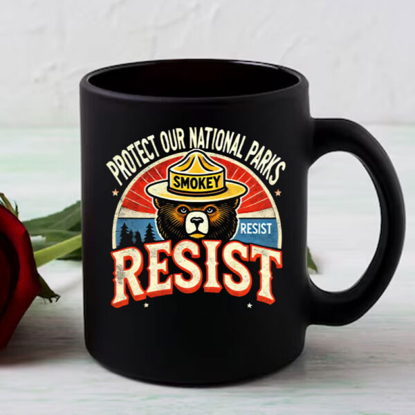 Retro Protect Our National Parks Smokey Resist Anti Trump Mug