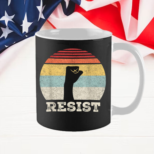 Retro Resist, Power Fist Political Protest Feminist Mug