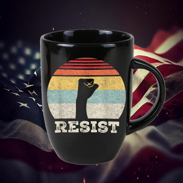 Retro Resist, Power Fist Political Protest Feminist Mug