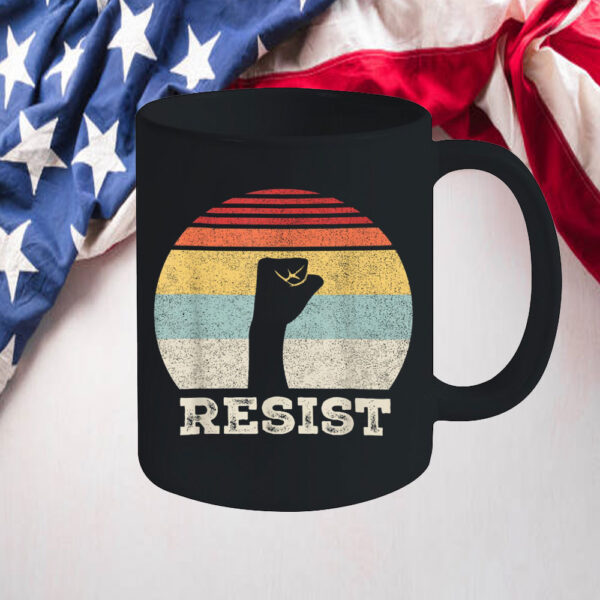 Retro Resist, Power Fist Political Protest Feminist Mug