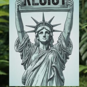 Statue of Liberty holding Resist Yard Sign