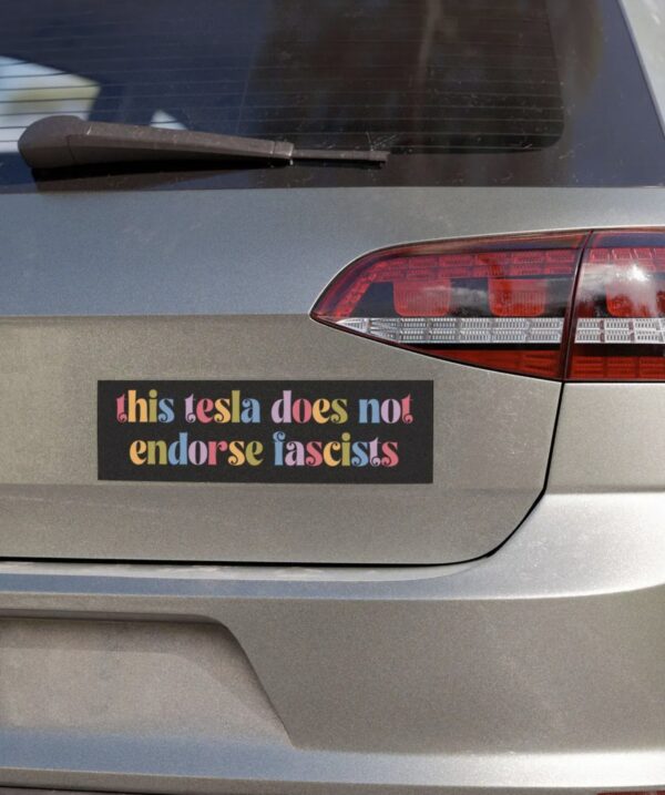 This Tesla Does Not Endorse Fascists Car Magnet, Sticker