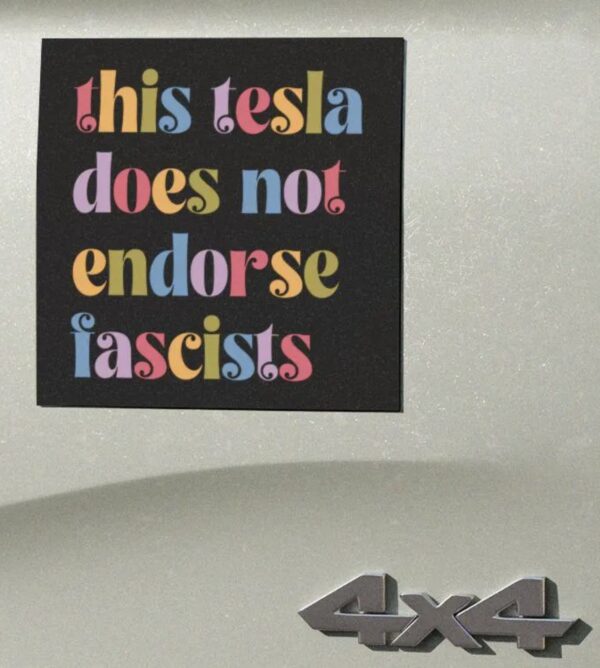 This Tesla Does Not Endorse Fascists Car Magnet